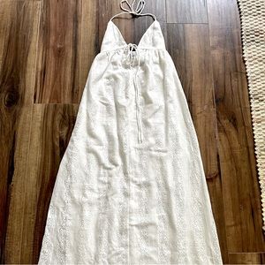 White Eyelet Print Maxi Dress